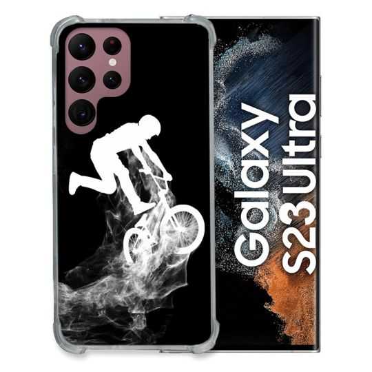 Coque Renfocée en Verre Trempé Pour Samsung Galaxy S23 Ultra Sport VTT Noir