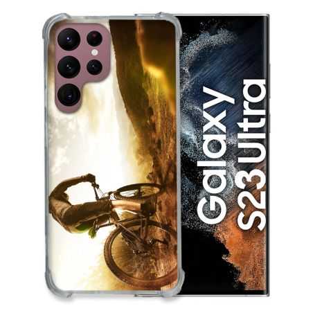 Coque Renfocée en Verre Trempé Pour Samsung Galaxy S23 Ultra Sport VTT Soleil