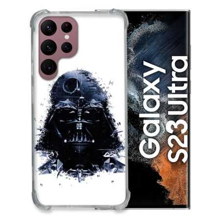 Coque Renfocée en Verre Trempé Pour Samsung Galaxy S23 Ultra Star Wars - Dark Vador Blanc
