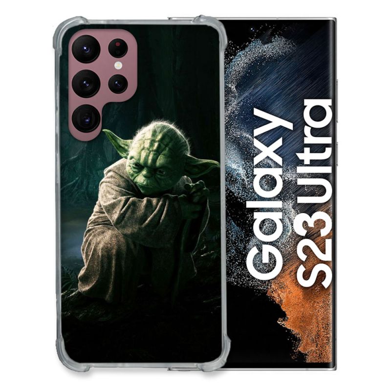 Coque Renfocée en Verre Trempé Pour Samsung Galaxy S23 Ultra Star Wars - Yoda sombre