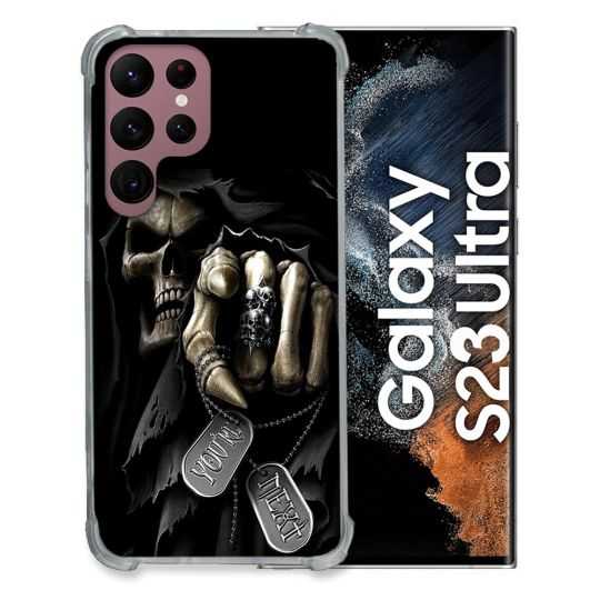 Coque Renfocée en Verre Trempé Pour Samsung Galaxy S23 Ultra Tete de Mort Your Next
