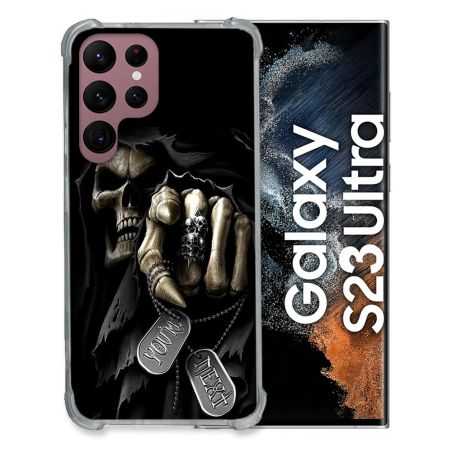 Coque Renfocée en Verre Trempé Pour Samsung Galaxy S23 Ultra Tete de Mort Your Next
