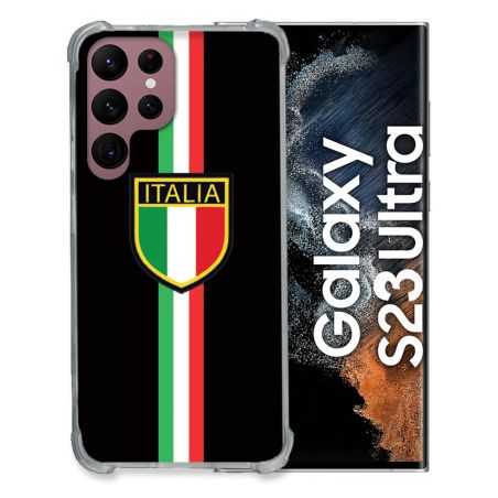 Coque Renfocée en Verre Trempé Pour Samsung Galaxy S23 Ultra Voyage Italie 3 Noir