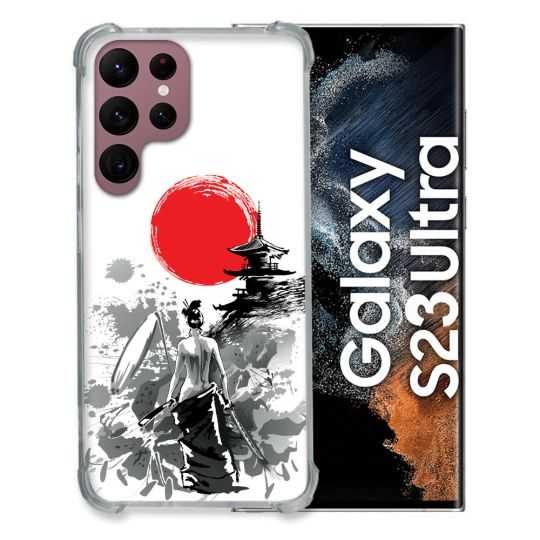 Coque Renfocée en Verre Trempé Pour Samsung Galaxy S23 Ultra Voyage Japon Femme