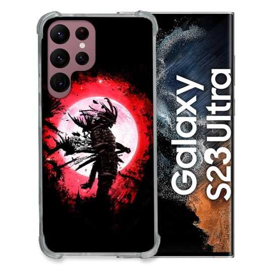 Coque Renfocée en Verre Trempé Pour Samsung Galaxy S23 Ultra Voyage Japon Samourai