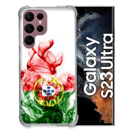 Coque Renfocée en Verre Trempé Pour Samsung Galaxy S23 Ultra Voyage Portugal Flamme