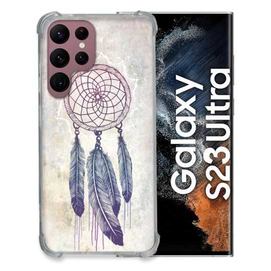 Coque Renfocée en Verre Trempé Pour Samsung Galaxy S23 Ultra Zen Attrape Reve Blanc