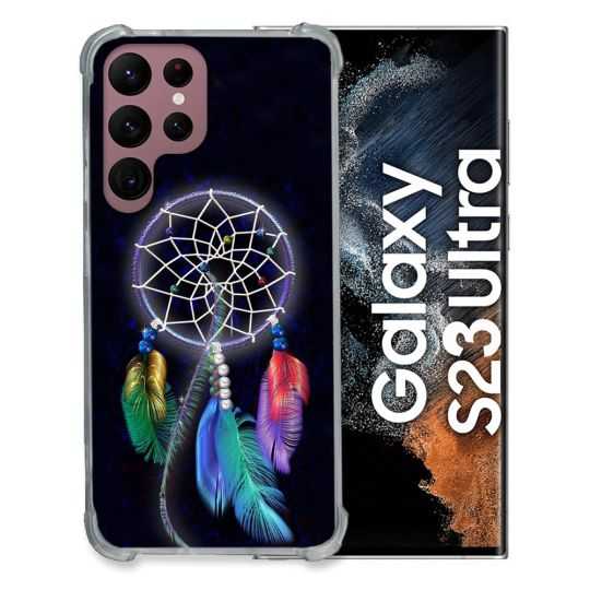 Coque Renfocée en Verre Trempé Pour Samsung Galaxy S23 Ultra Zen Attrape Reve Multicolore