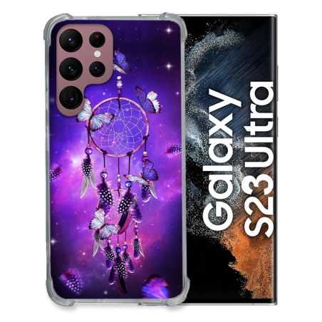 Coque Renfocée en Verre Trempé Pour Samsung Galaxy S23 Ultra Zen Attrape Reve Papillon