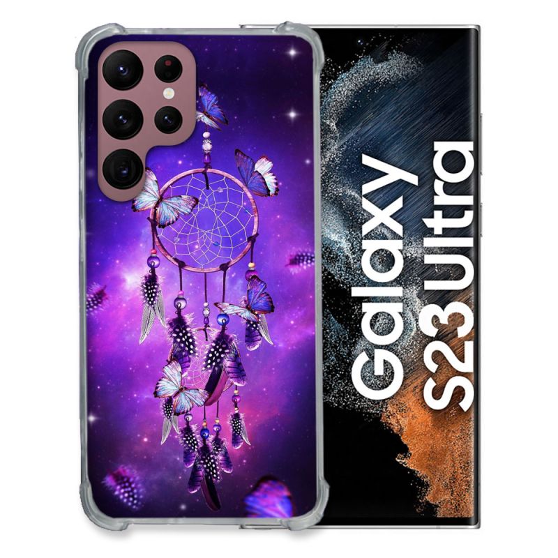 Coque Renfocée en Verre Trempé Pour Samsung Galaxy S23 Ultra Zen Attrape Reve Papillon