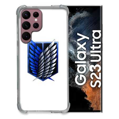 Coque Renfocée en Verre Trempé Transparente Pour Samsung Galaxy S23 Ultra Attaque Titan Logo