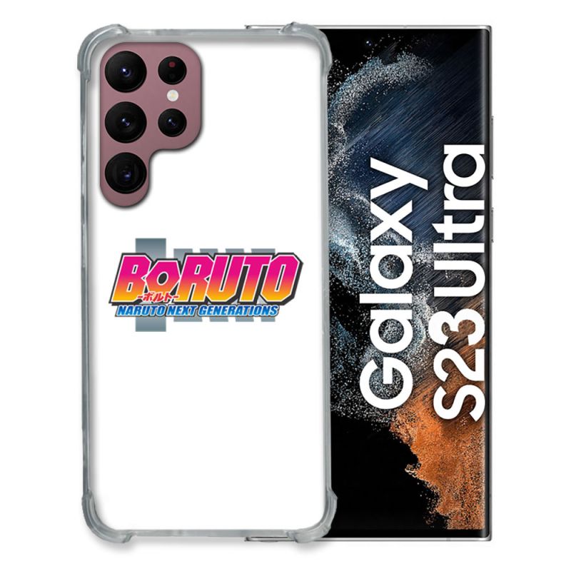 Coque Renfocée en Verre Trempé Transparente Pour Samsung Galaxy S23 Ultra Boruto Logo