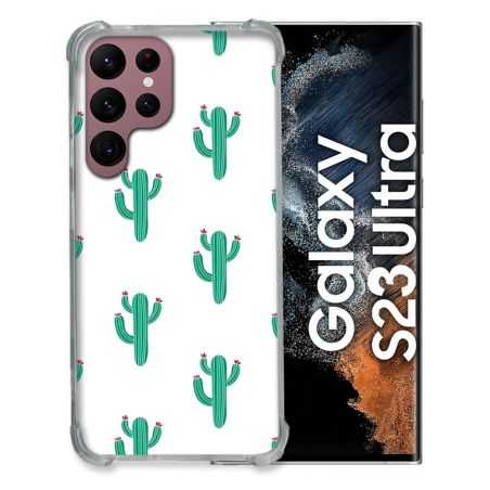 Coque Renfocée en Verre Trempé Transparente Pour Samsung Galaxy S23 Ultra Cactus