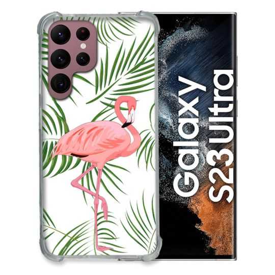 Coque Renfocée en Verre Trempé Transparente Pour Samsung Galaxy S23 Ultra Famant Rose