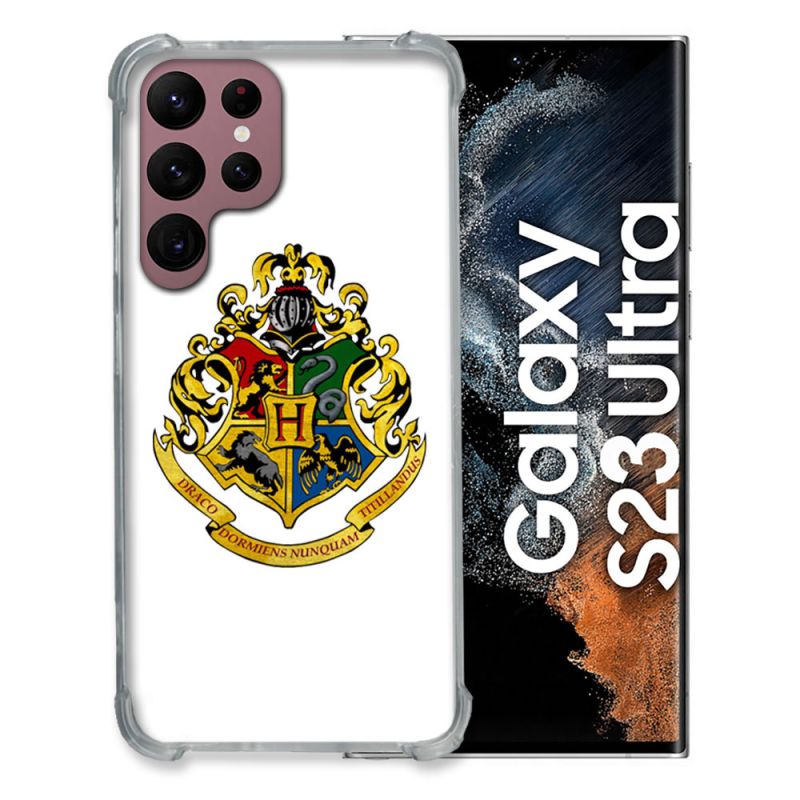 Coque Renfocée en Verre Trempé Transparente Pour Samsung Galaxy S23 Ultra Harry Potter Poudlard