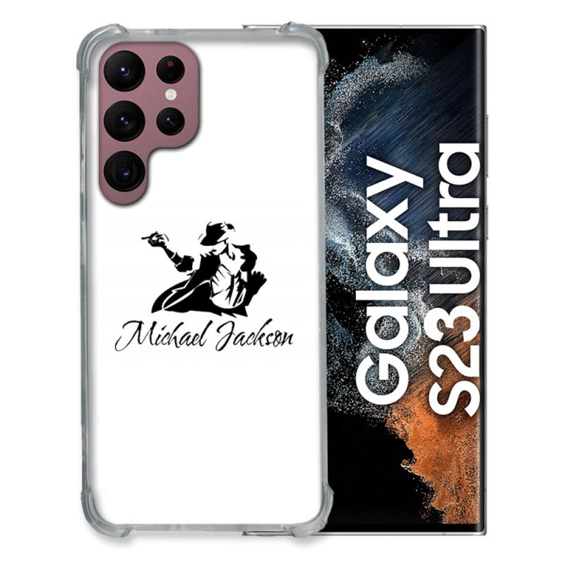 Coque Renfocée en Verre Trempé Transparente Pour Samsung Galaxy S23 Ultra Michael Jackson