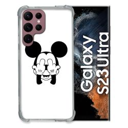 Coque Renfocée en Verre Trempé Transparente Pour Samsung Galaxy S23 Ultra Mickey doigt