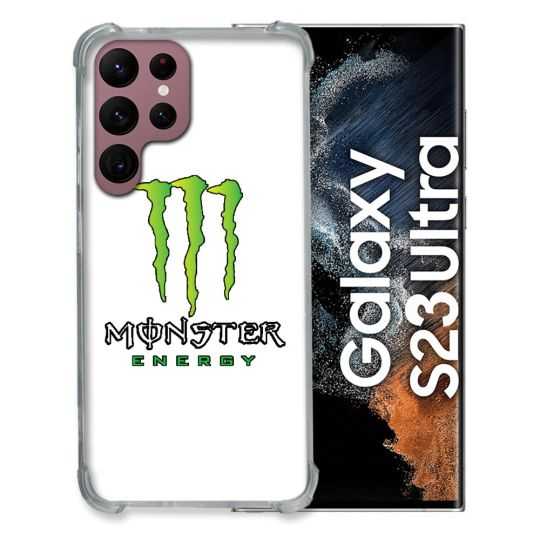 Coque Renfocée en Verre Trempé Transparente Pour Samsung Galaxy S23 Ultra Monster Energy