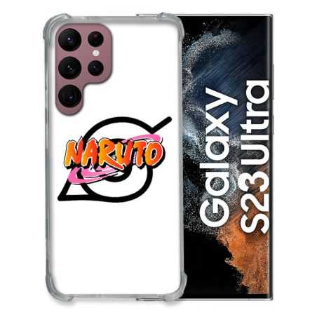 Coque Renfocée en Verre Trempé Transparente Pour Samsung Galaxy S23 Ultra Naruto Logo