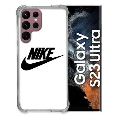 Coque Renfocée en Verre Trempé Transparente Pour Samsung Galaxy S23 Ultra Nike