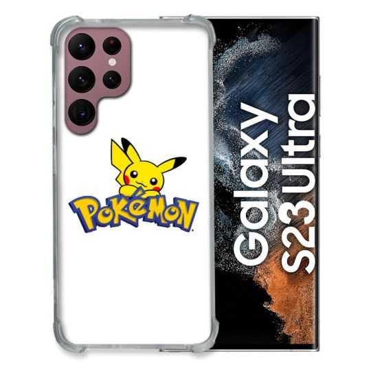 Coque Renfocée en Verre Trempé Transparente Pour Samsung Galaxy S23 Ultra Pokemon