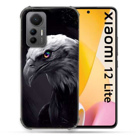 Coque Renforcée En Verre Trempé Pour Xiaomi 12 Lite Animal Aigle Royal Noir