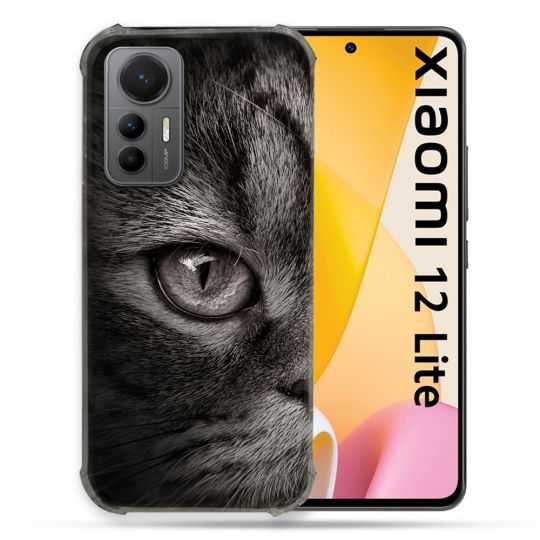 Coque Renforcée En Verre Trempé Pour Xiaomi 12 Lite Animal Chat Gris