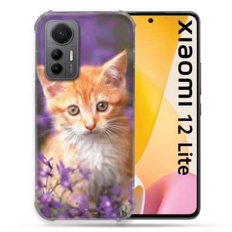Coque Renforcée En Verre Trempé Pour Xiaomi 12 Lite Animal Chat Violet