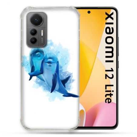 Coque Renforcée En Verre Trempé Pour Xiaomi 12 Lite Animal Dauphin Duo