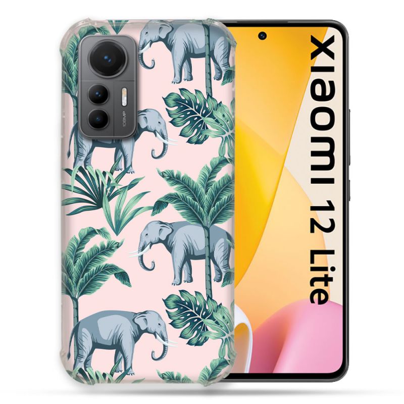 Coque Renforcée En Verre Trempé Pour Xiaomi 12 Lite Animal Elephant Pattern