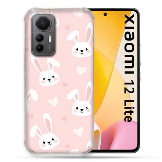 Coque Renforcée En Verre Trempé Pour Xiaomi 12 Lite Animal Lapin Rose