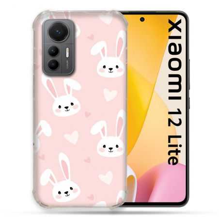 Coque Renforcée En Verre Trempé Pour Xiaomi 12 Lite Animal Lapin Rose