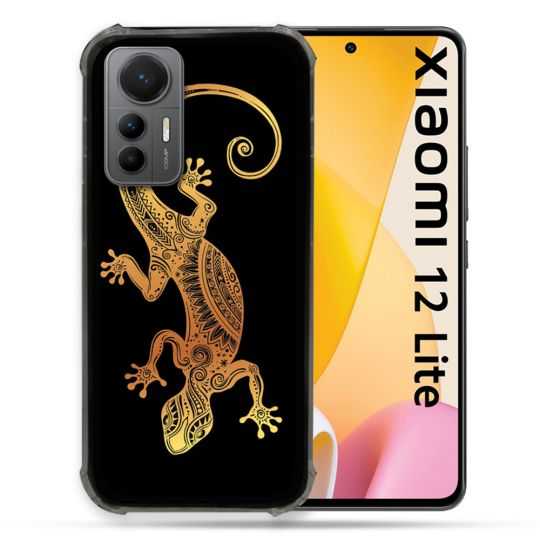 Coque Renforcée En Verre Trempé Pour Xiaomi 12 Lite Animal Lezard Noir