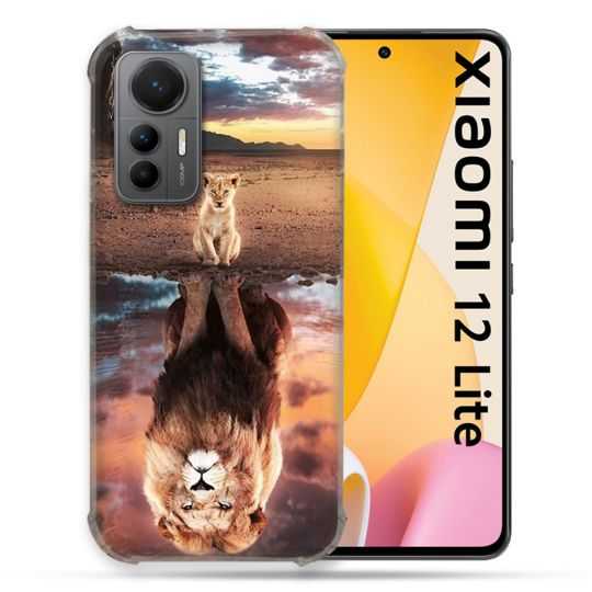 Coque Renforcée En Verre Trempé Pour Xiaomi 12 Lite Animal Lion Reflet