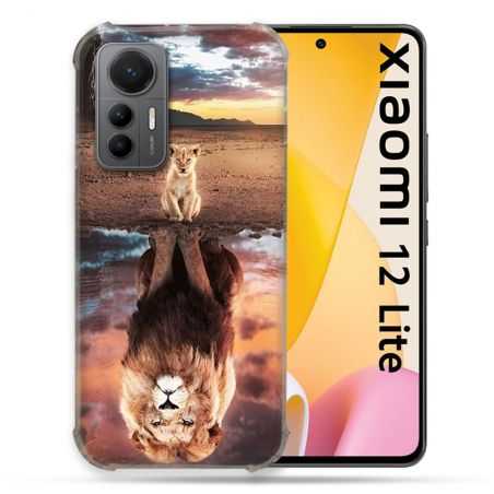 Coque Renforcée En Verre Trempé Pour Xiaomi 12 Lite Animal Lion Reflet