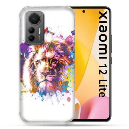 Coque Renforcée En Verre Trempé Pour Xiaomi 12 Lite Animal Lion Tag