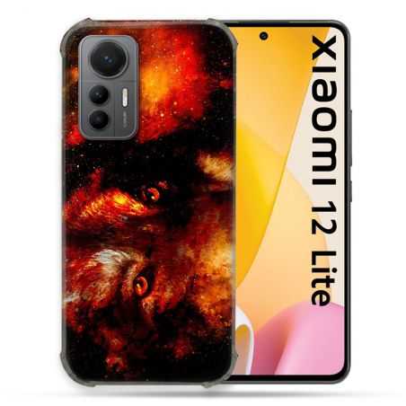 Coque Renforcée En Verre Trempé Pour Xiaomi 12 Lite Animal Loup Espace