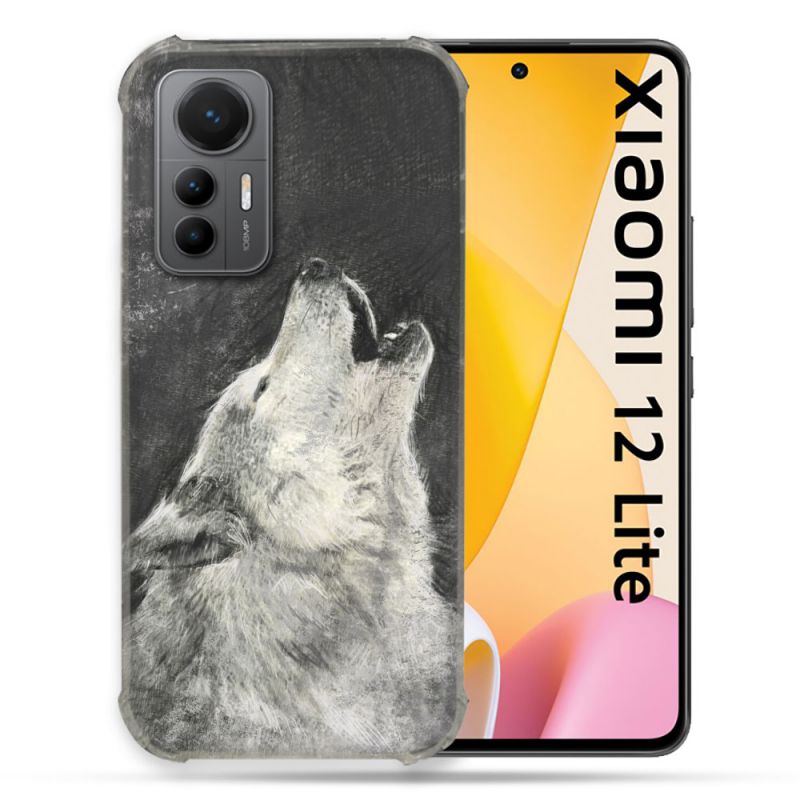 Coque Renforcée En Verre Trempé Pour Xiaomi 12 Lite Animal Loup Hurlement