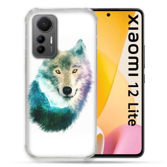 Coque Renforcée En Verre Trempé Pour Xiaomi 12 Lite Animal Loup Montagne