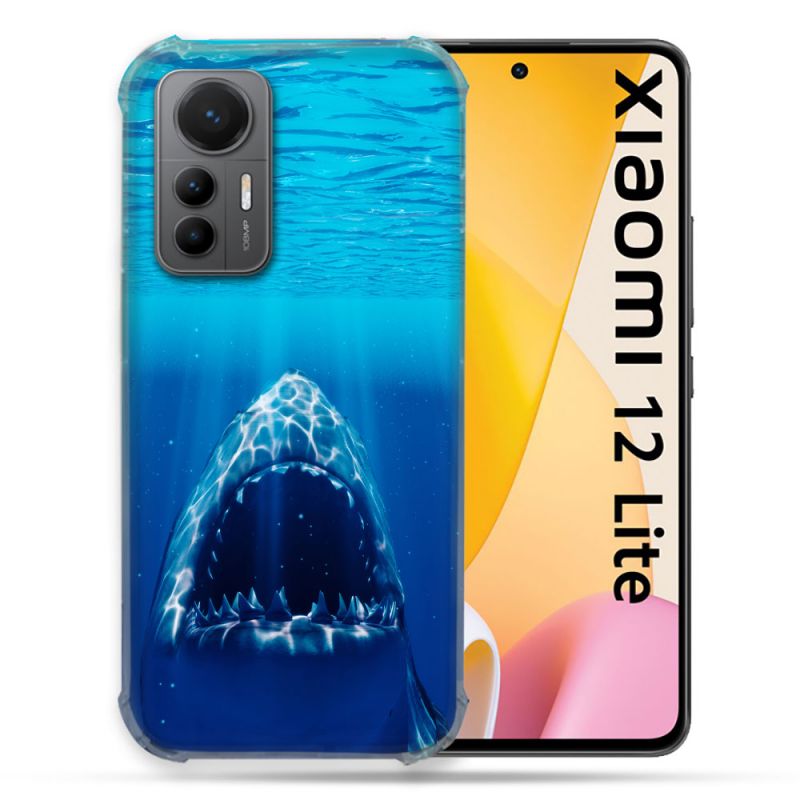 Coque Renforcée En Verre Trempé Pour Xiaomi 12 Lite Animal Requin Dent