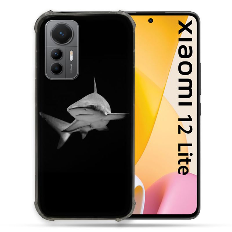 Coque Renforcée En Verre Trempé Pour Xiaomi 12 Lite Animal Requin Sombre