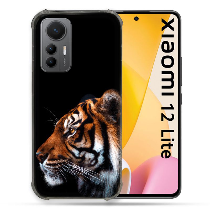 Coque Renforcée En Verre Trempé Pour Xiaomi 12 Lite Animal Tigre Noir
