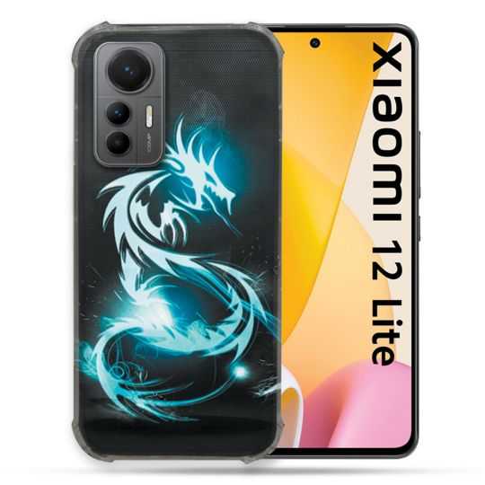 Coque Renforcée En Verre Trempé Pour Xiaomi 12 Lite Fantastique Dragon Bleu