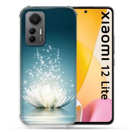 Coque Renforcée En Verre Trempé Pour Xiaomi 12 Lite Fleur Lotus Blanc