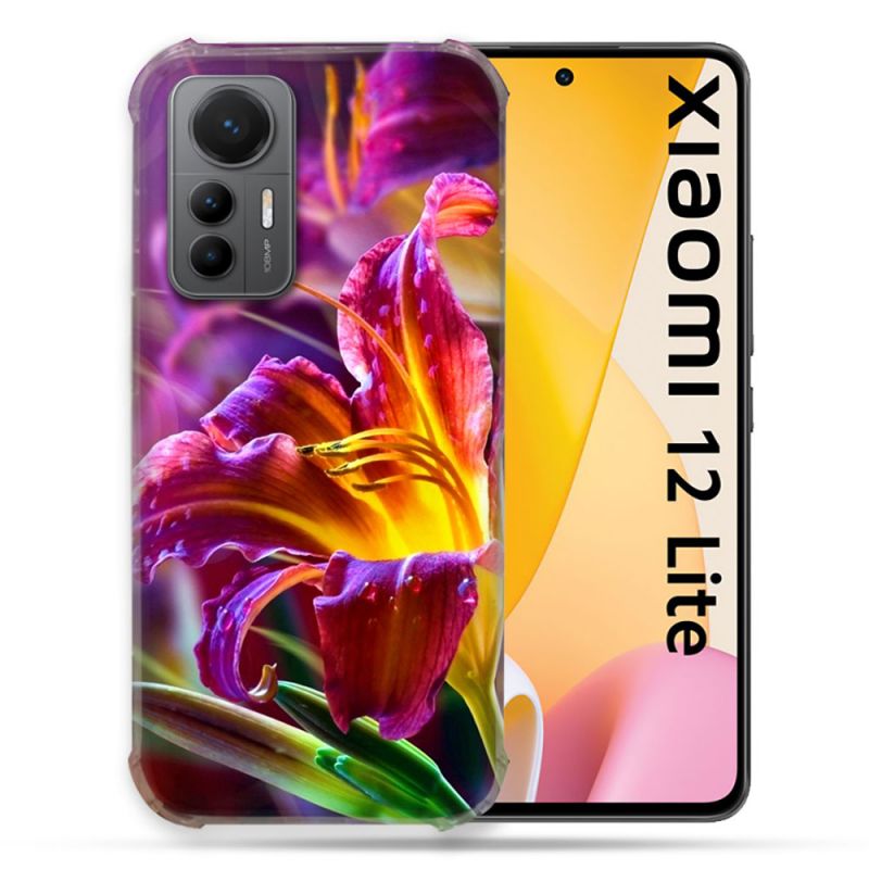Coque Renforcée En Verre Trempé Pour Xiaomi 12 Lite Fleur Lys Color