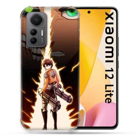 Coque Renforcée En Verre Trempé Pour Xiaomi 12 Lite Manga Attaque Titans Eren Eclair