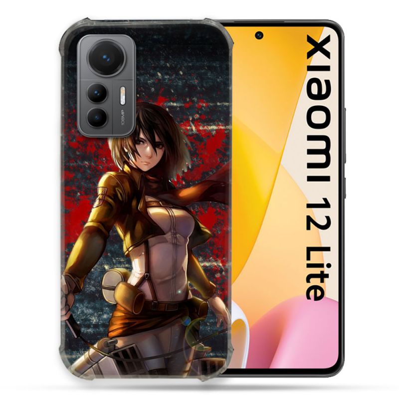 Coque Renforcée En Verre Trempé Pour Xiaomi 12 Lite Manga Attaque Titans Mikasa