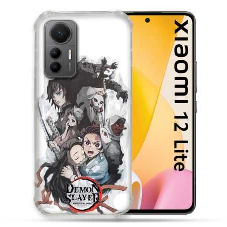 Coque Renforcée En Verre Trempé Pour Xiaomi 12 Lite Manga Demon Slayer Blanc