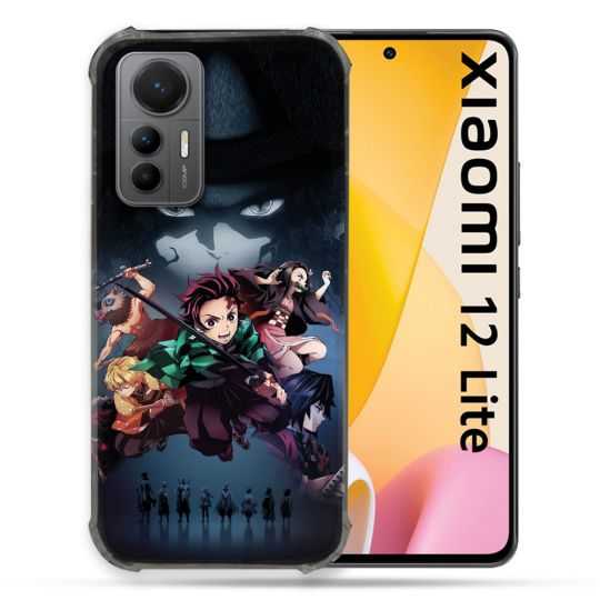 Coque Renforcée En Verre Trempé Pour Xiaomi 12 Lite Manga Demon Slayer Noir
