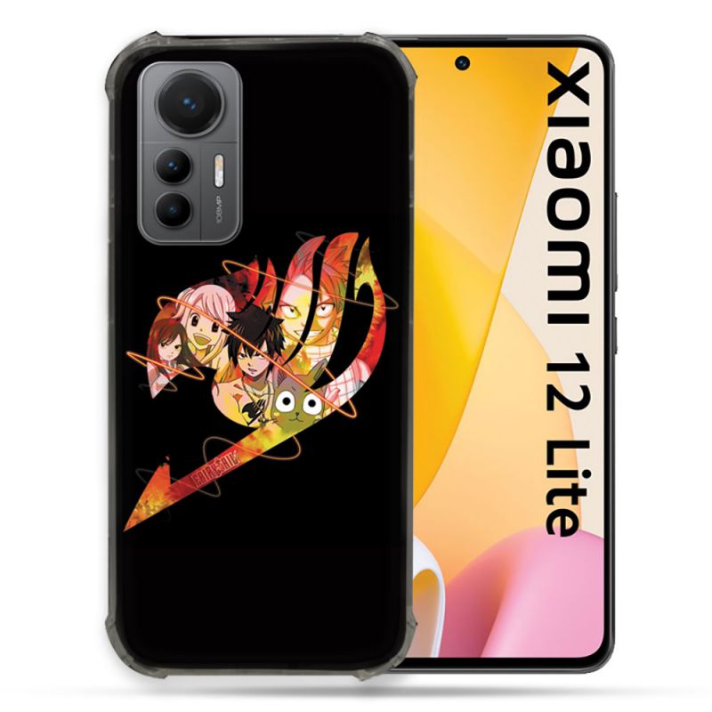 Coque Renforcée En Verre Trempé Pour Xiaomi 12 Lite Manga Fairy Tail Logo Noir